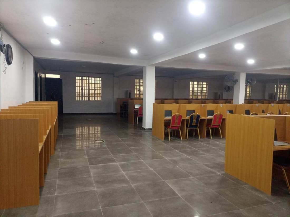 Open floor view of the CBT hall at Beloved Infotech